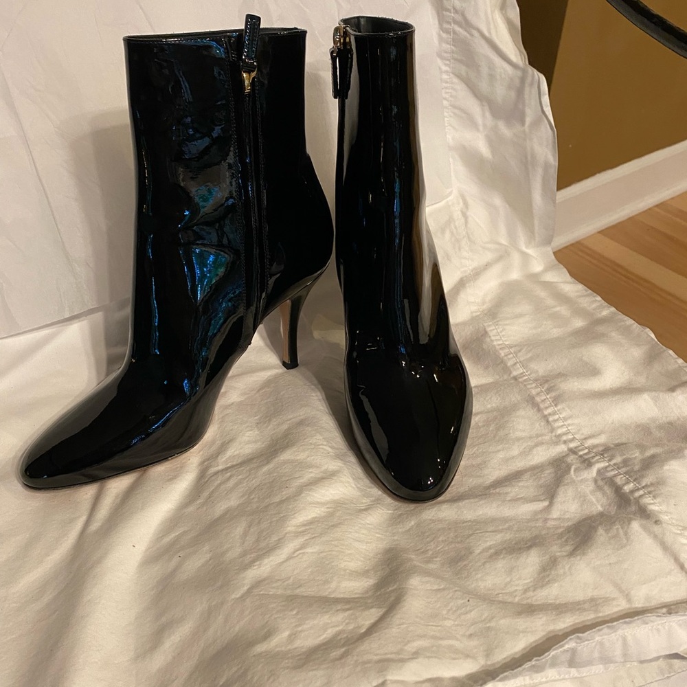Valentino Garavani Glossy Black Patent Leather Heeled Boots